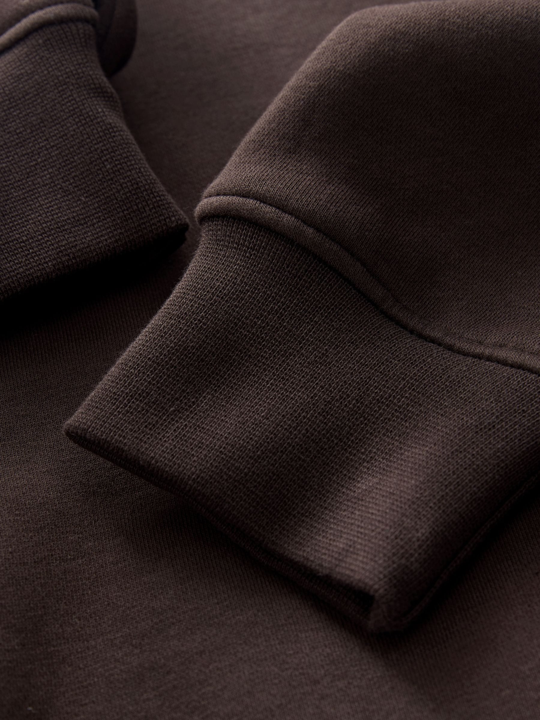 Chocoladebruin - Kwartrits - Sweatshirt van jersey met hoog katoengehalte