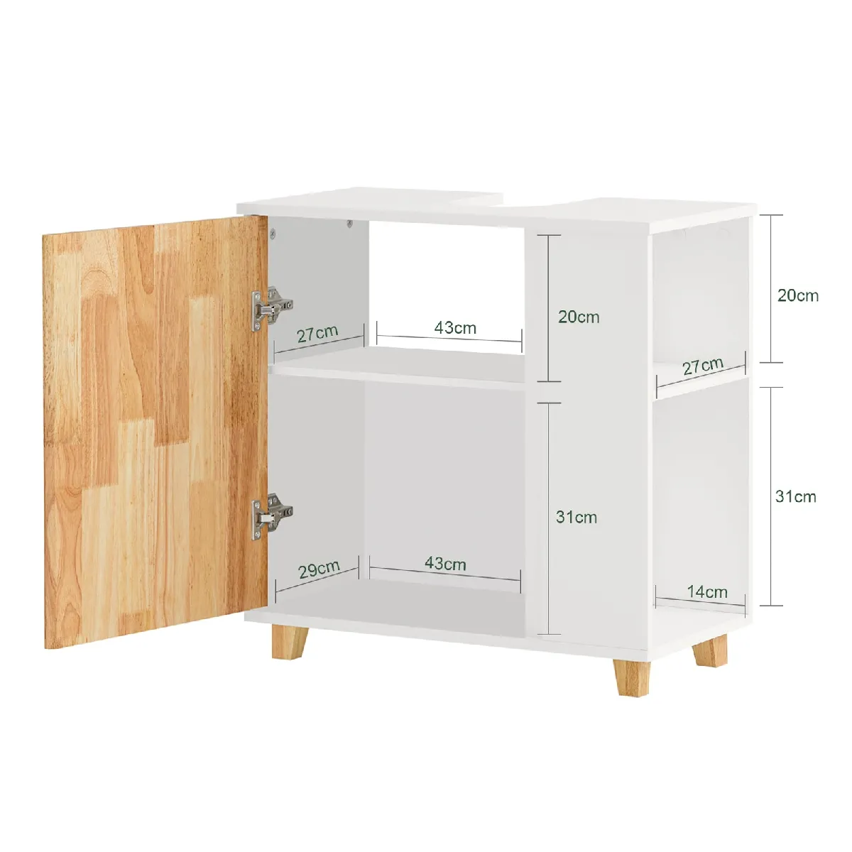 SoBuy BZR75-W Meuble sous lavabo porte bois