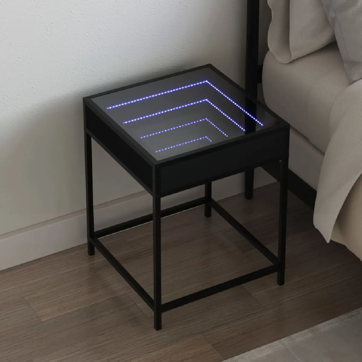 vidaXL Table de chevet LED noir 40x40x51 cm