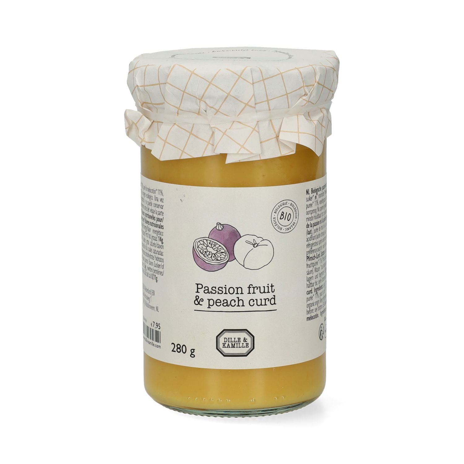 Passionfruit & peach curd, biologisch, 280 gram