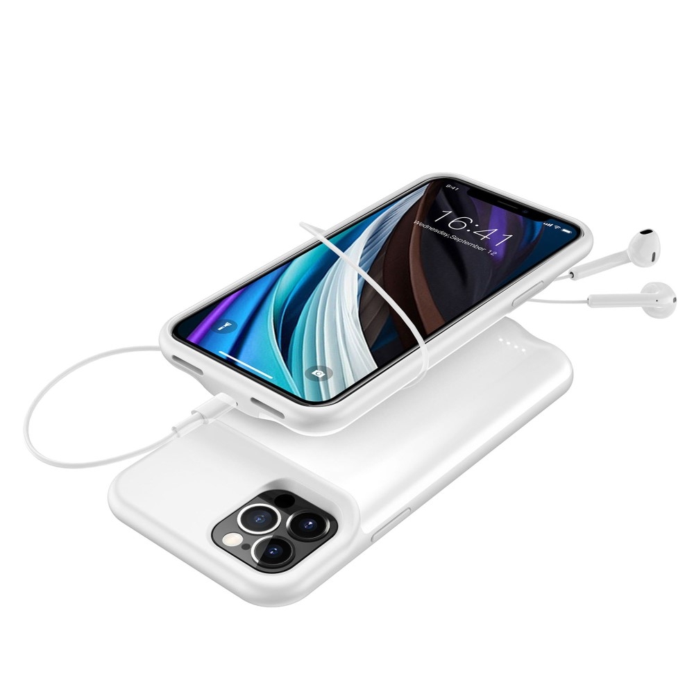 iPhone 12 / iPhone 12 Pro Backpack Akku Case (7000mAh) Schutzhülle - Weiss / Grau