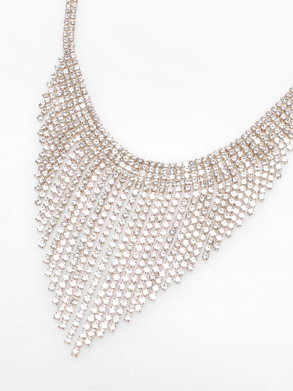 Parure collier et boucles à franges strassées- Doré