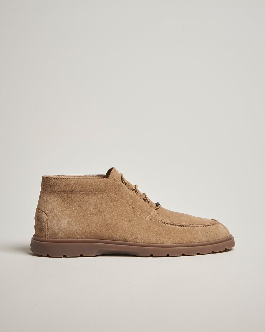 Tod's Polacco Moc Desert Boots Beige Suede