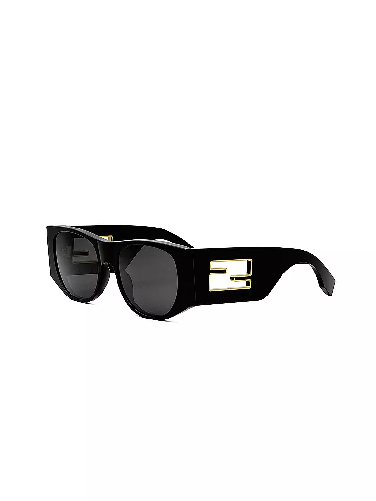 FENDI Baguette schwarze ovale Sonnenbrille schwarz