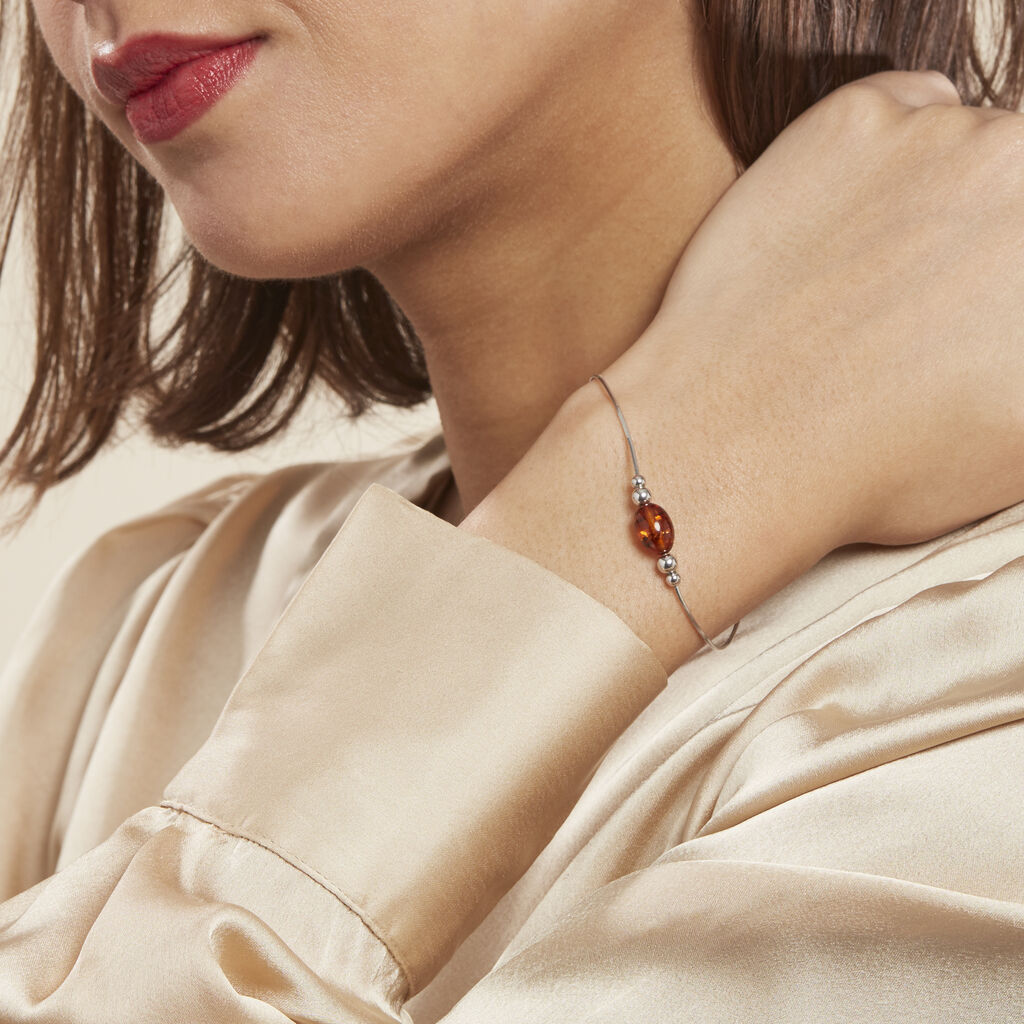 Bracelet Argent Blanc Safaa Ambre