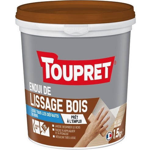 Enduit lissage bois pâte intérieur extérieur 1.5kg blanc