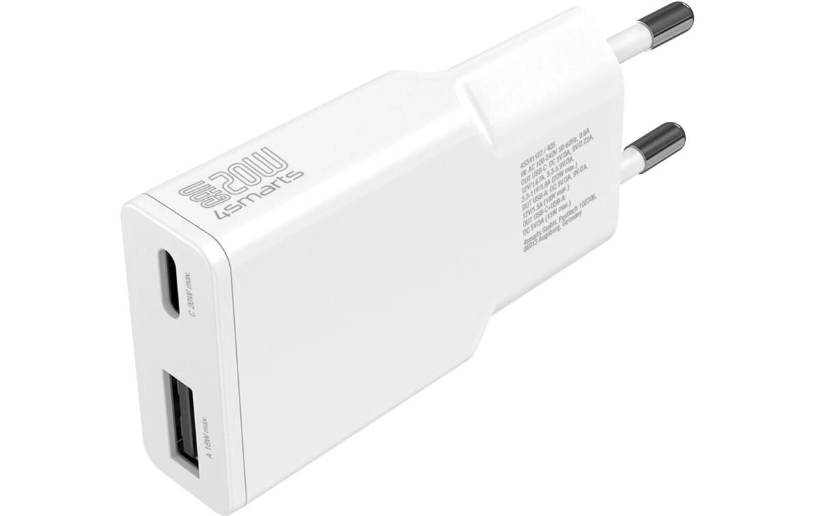 Netzladegerät PDPlug Slim Duos GaN 1C+1A , weissLadegerät PDPlug Slim Duos 20W GaN 1C+1A und USB-C