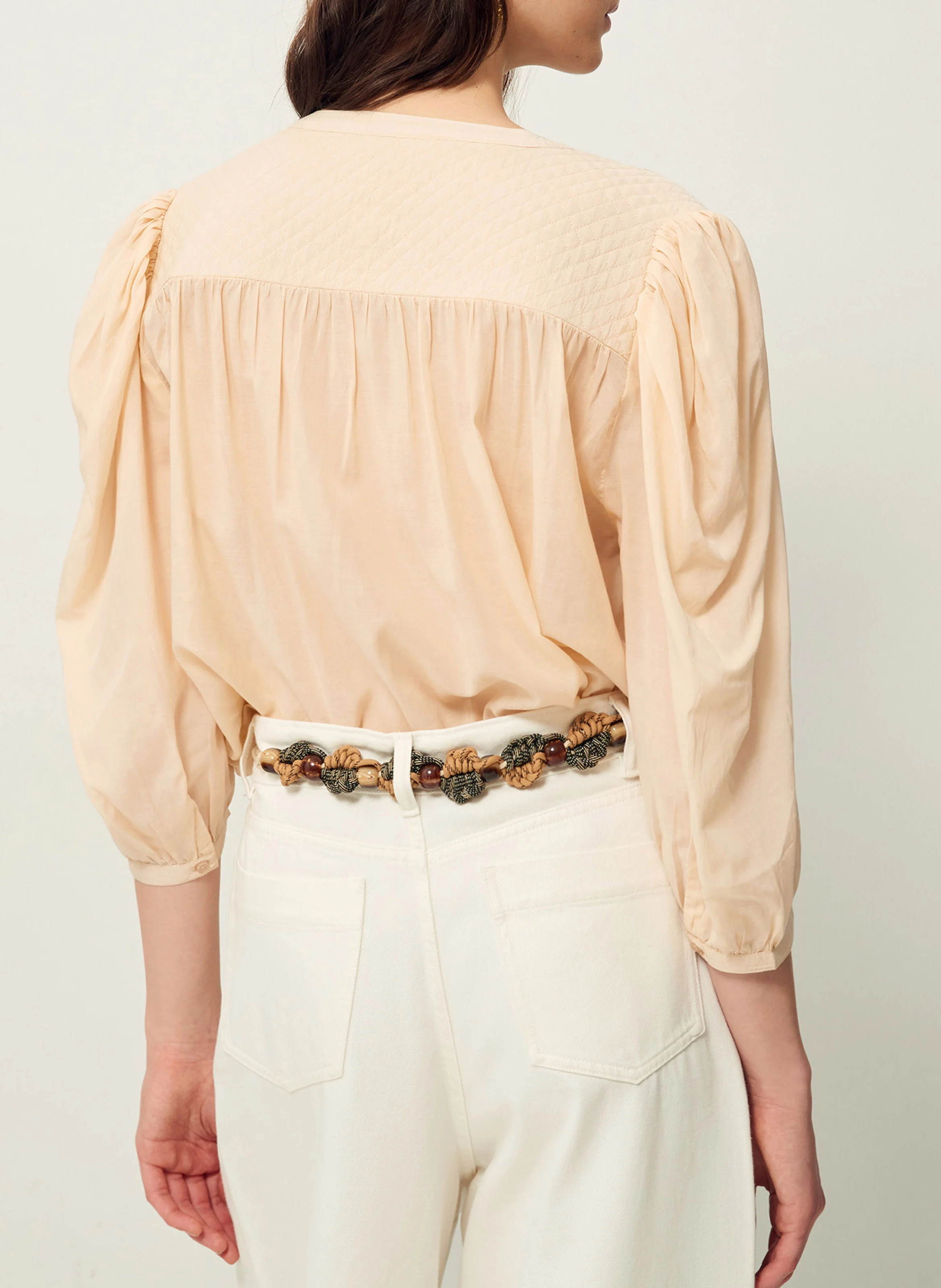 SUZY - Blouse ample en coton mélangé | Beige