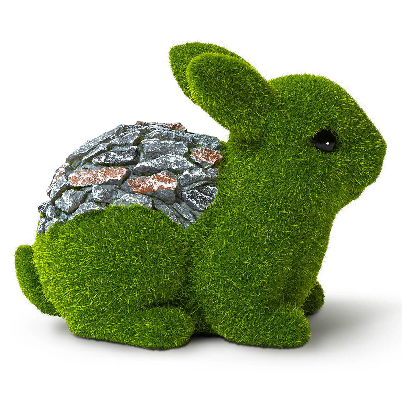 Pratik Garden Lapin miniature en gazon vert/gris - 19x13x15 cm