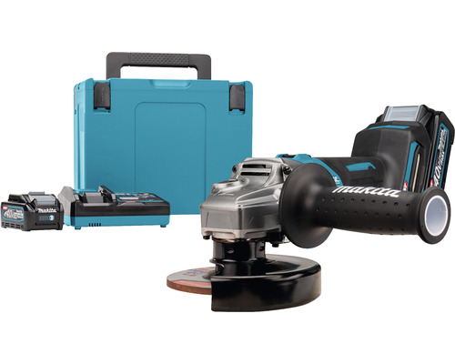 Makita XGT® GA005GM201 40V accu haakse slijper, inclusief 2 accu's (4,0 Ah), lader en MAKPAC maat 4