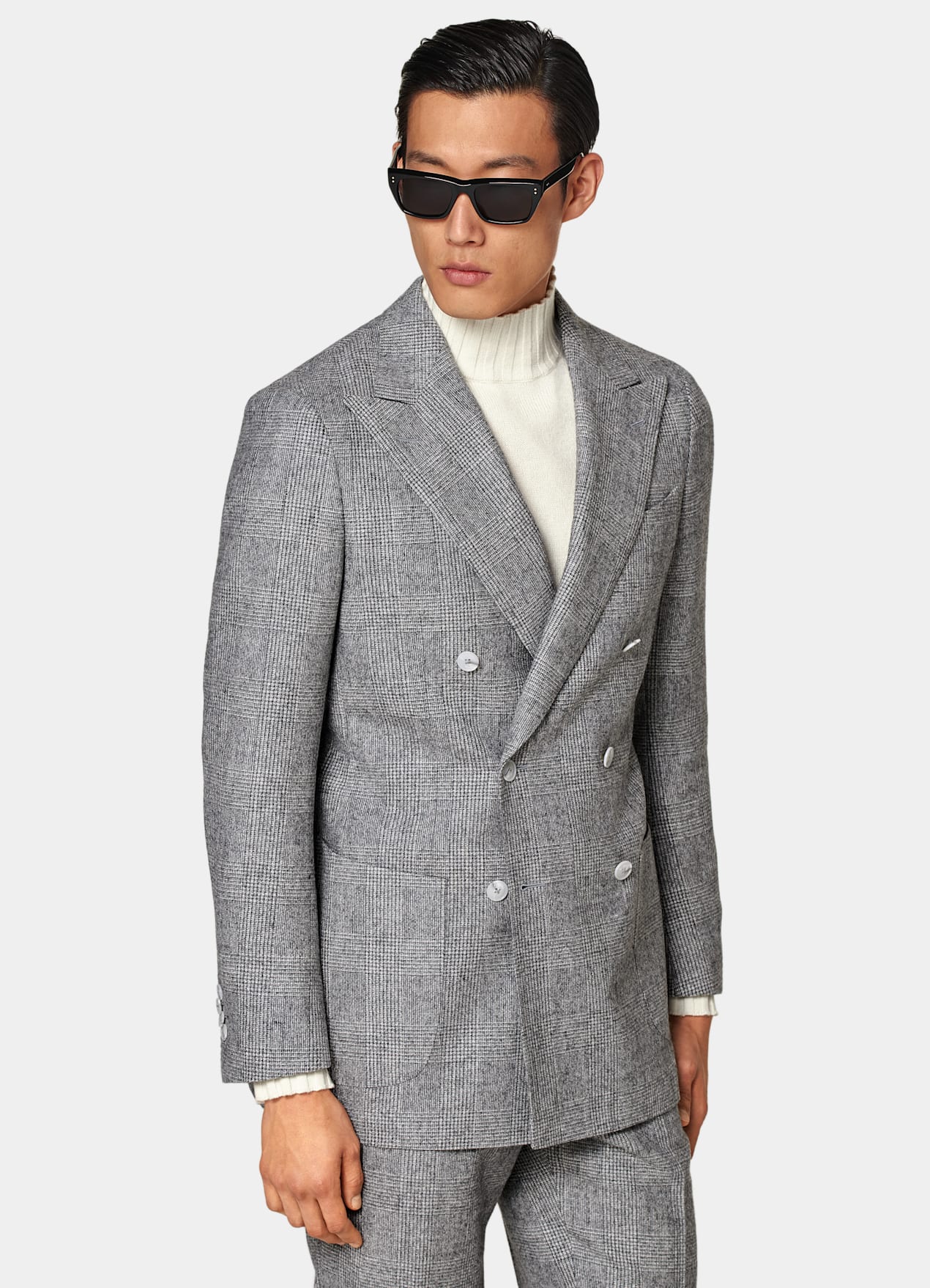 Costume Havana coupe Tailored gris clair à carreaux