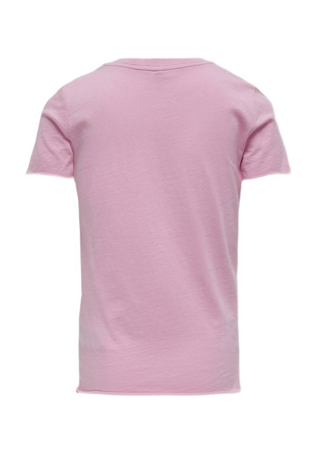 ONLY T-shirt met printopdruk lichtroze/multicolor