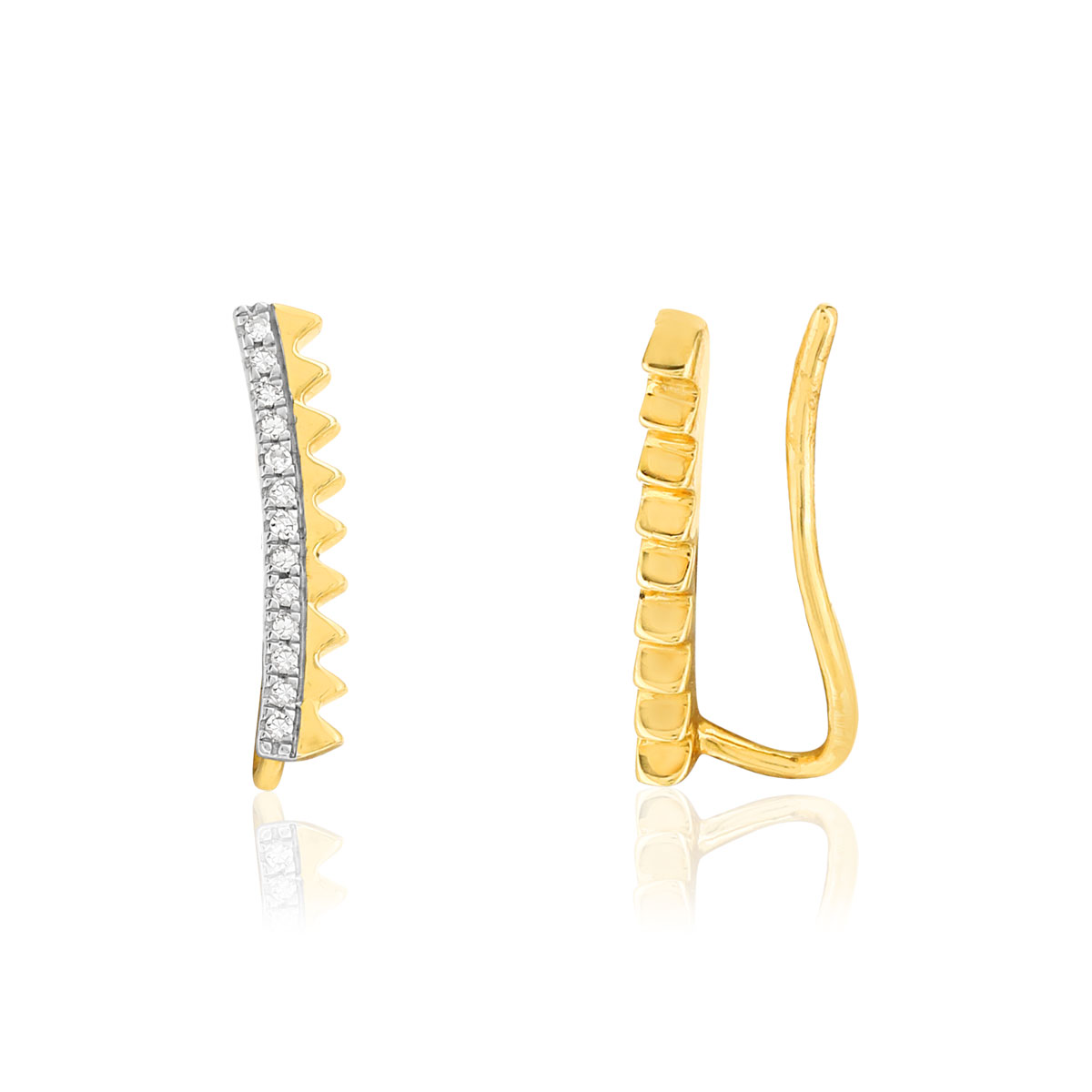 Boucles d'oreilles or 375 2 tons diamants
