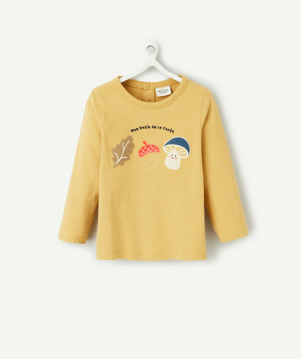 T-SHIRT MANCHES LONGUES BÉBÉ GARÇON EN COTON BIOLOGIQUE JAUNE