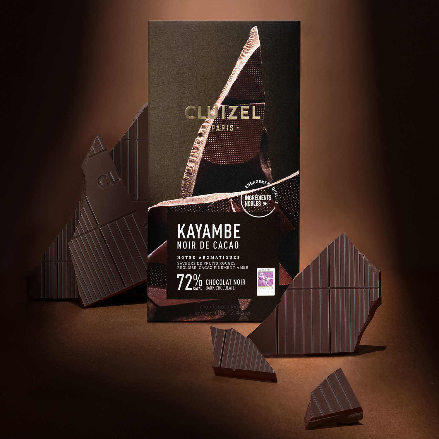 Tablette de chocolat noir - Kayambe noir de cacao 72%