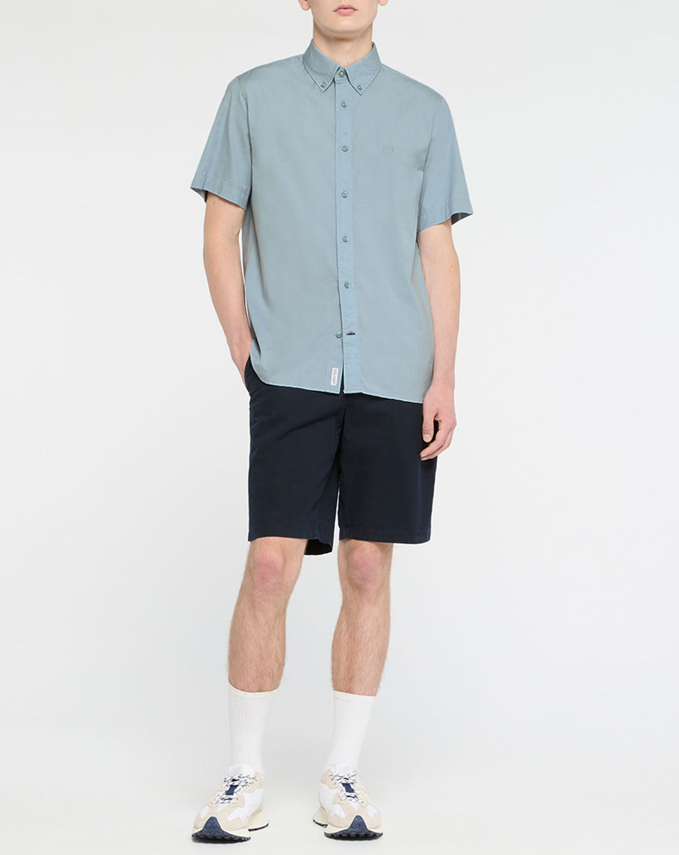 Tommy Hilfiger Chemise regular en Popeline 100% Coton Bio bleu gris