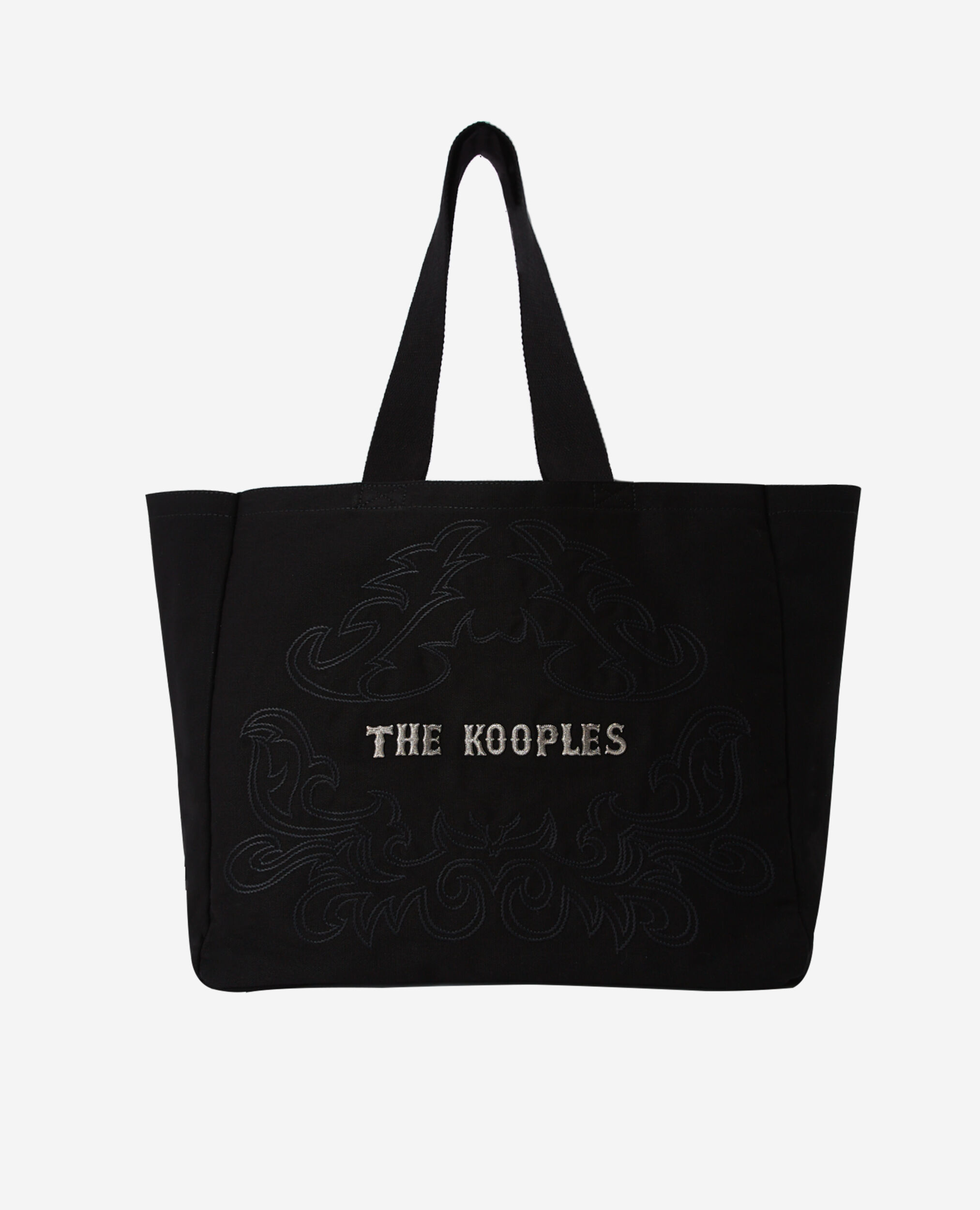 Grand sac cabas noir avec broderies et logo