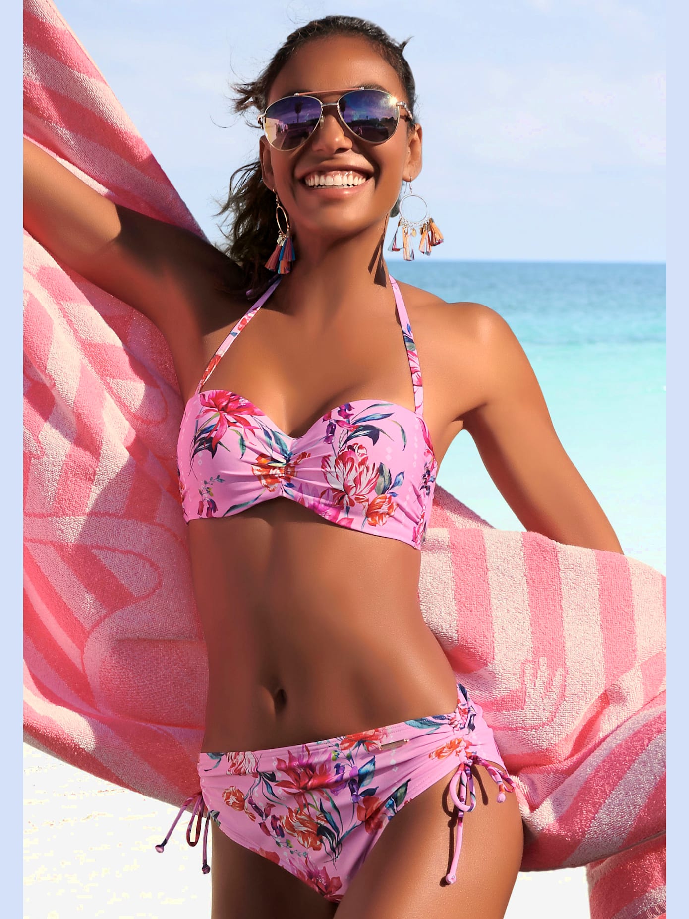 Haut de bikini bandeau à armatures bretelles amovibles