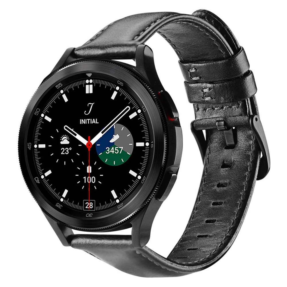 Samsung Galaxy Watch Active 2 (44mm) Echtleder Armband 20mm (Gelenkumfang: 170-220mm) - Schwarz