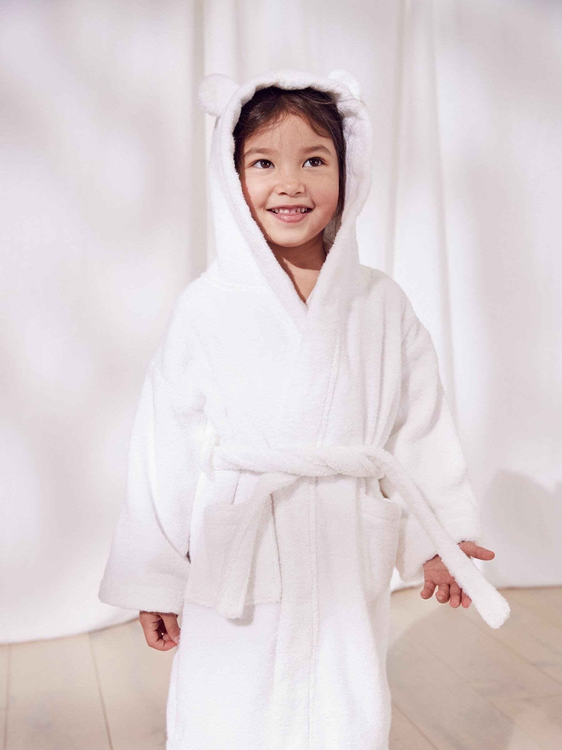 Wit - The White Company 100% katoenen kamerjas met oren