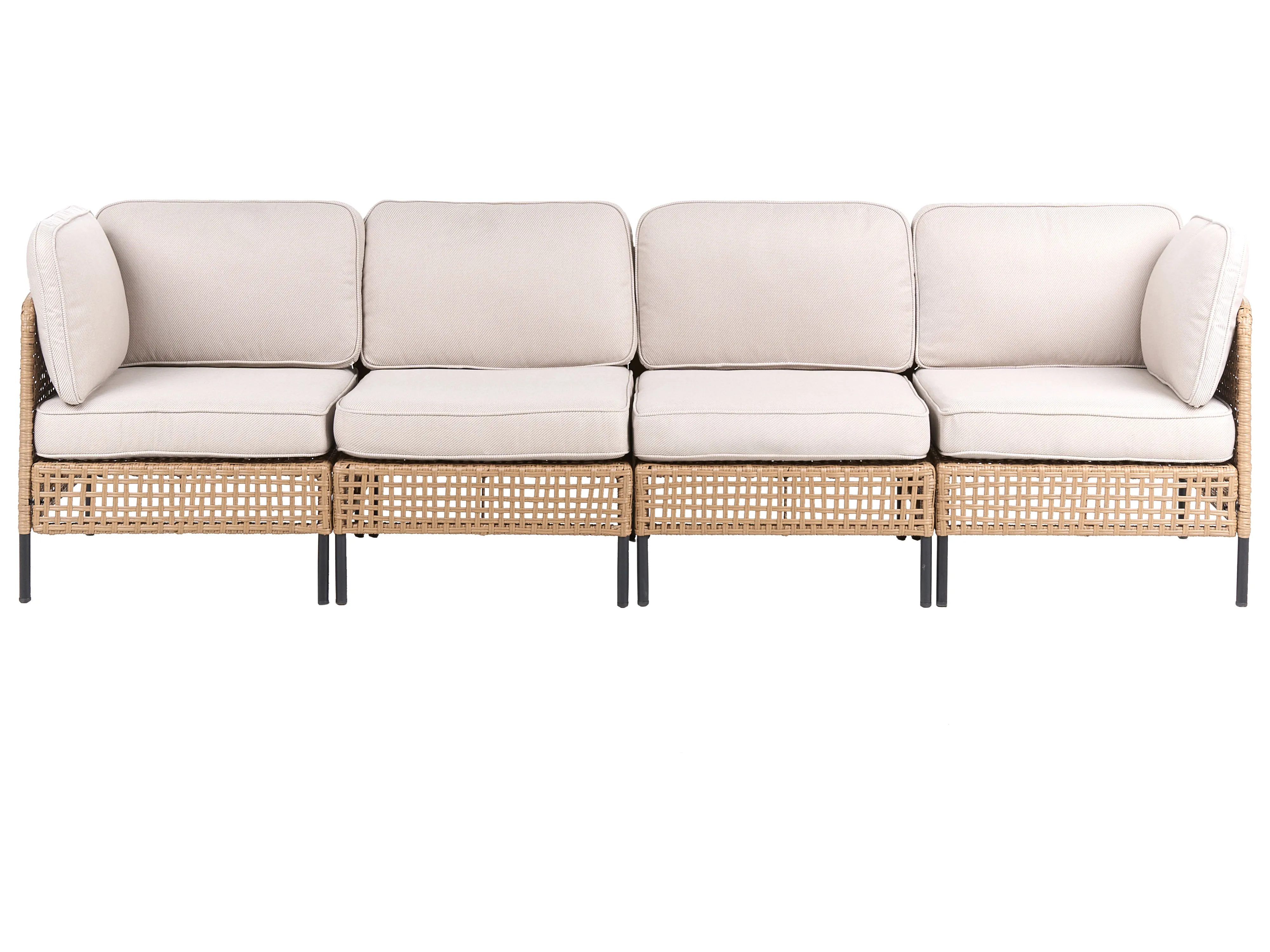 Tuinbank met tafel 4-zits OMEGANA modulair PE rotan Lichtbeige
