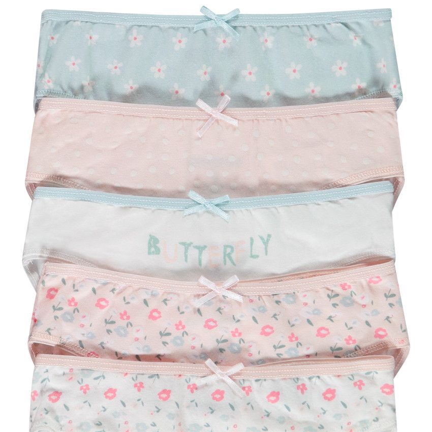 Lot de 5 culottes en jersey imprimé fantaisie pour fille - Bleu