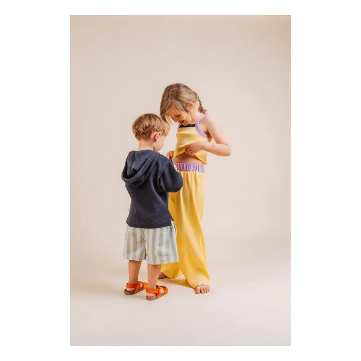 Bonnie & The Gang Short Denim Leo Rayé Coton Bio | Ecru