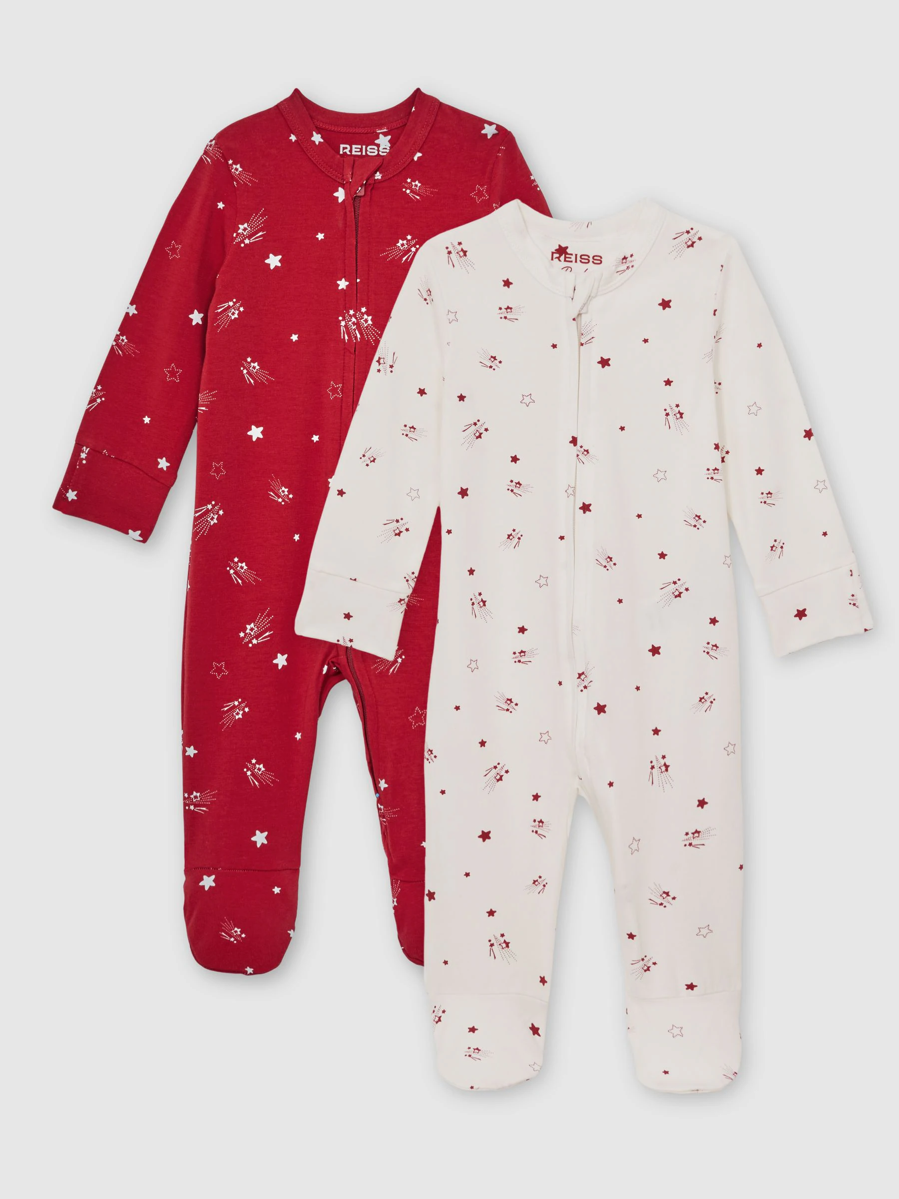 Reiss Joy 2 Pack Bird-Print Jersey Sleepsuits
