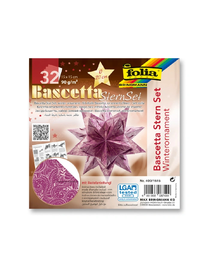 Bastel-Set BASCETTA-STERN WINTERORNAMENT (20cm) 32-teilig in lila