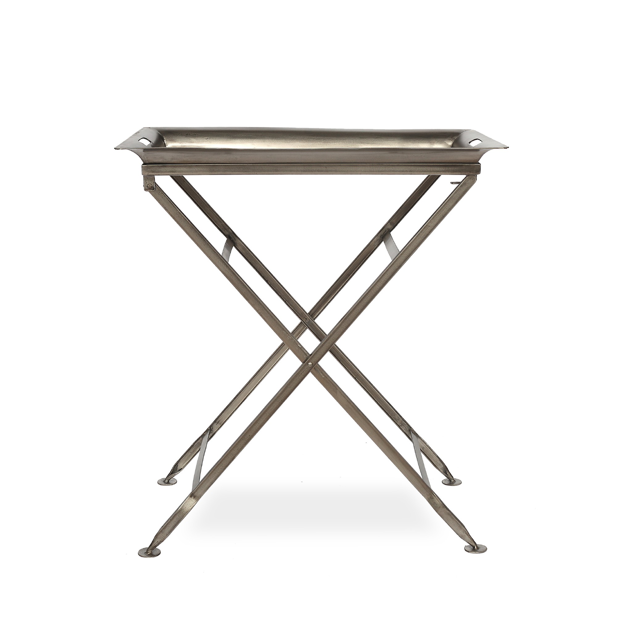 Metalltablett auf Ständer, silber, B 65 cm, L 45 cm, H 74 cm von fischer's lagerhaus