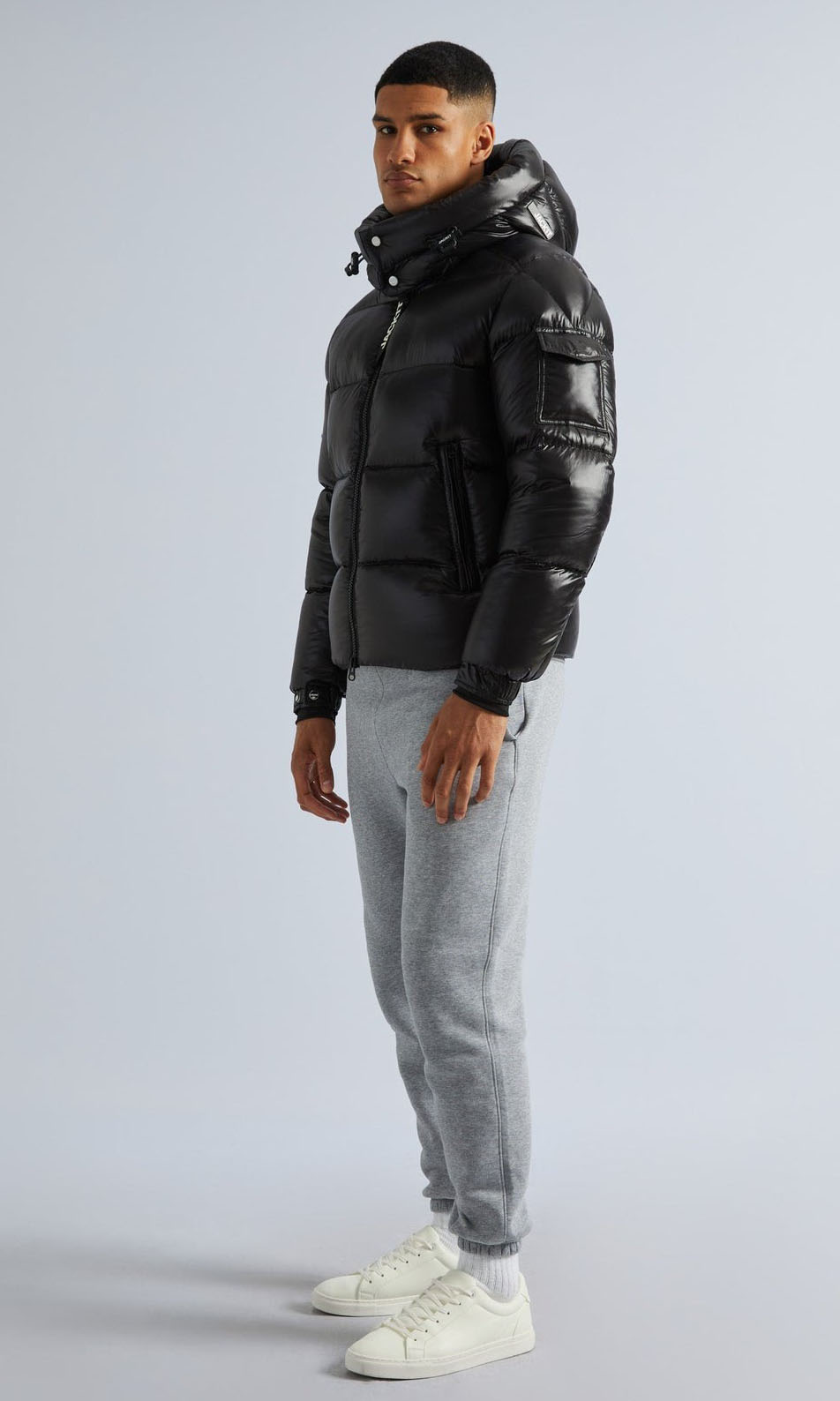 EZ Puffer Slick Hood Herre Black/Glacier Blue