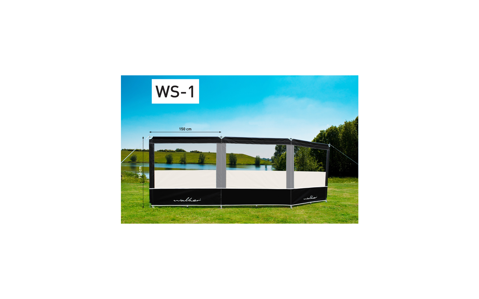 Walker Dreiteiliger Windschutz mit Alu Stangen WS-1