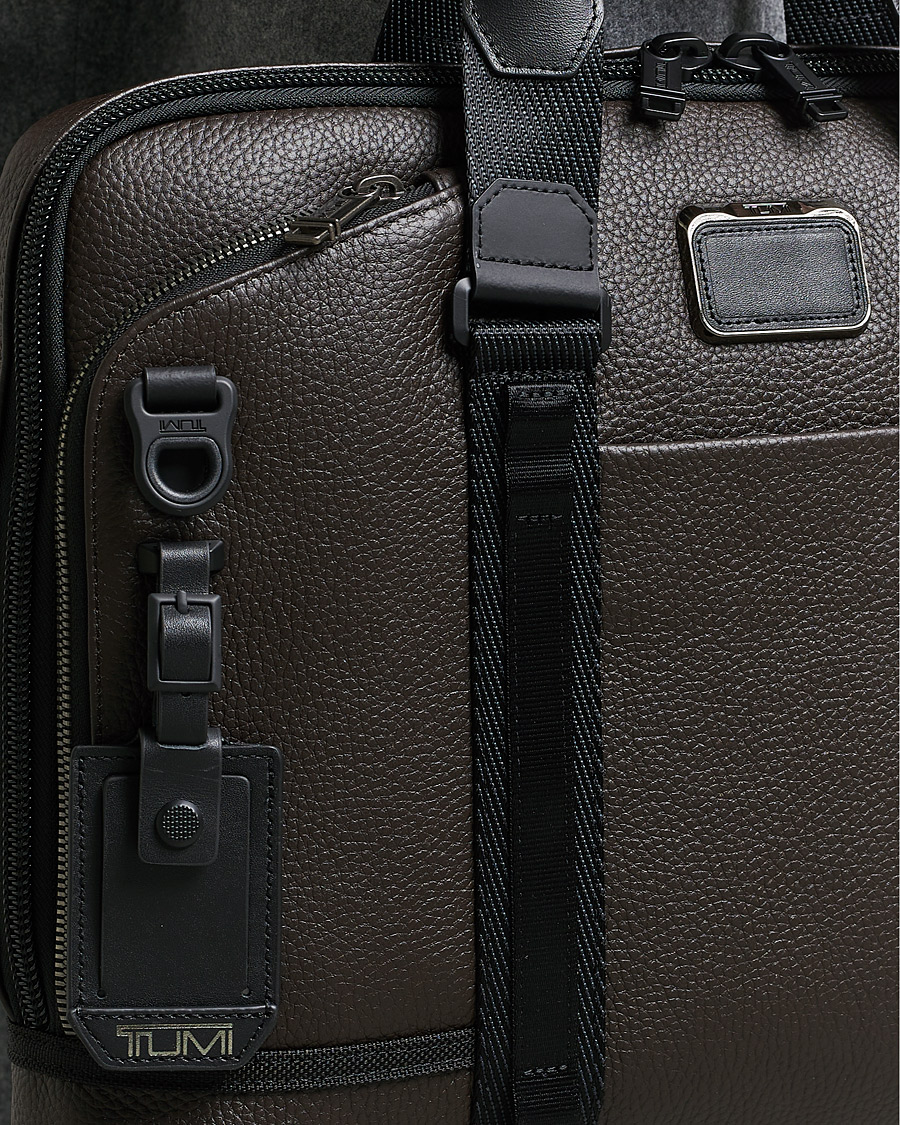 TUMI Alpha Bravo Acadamy Leather Brief Dark Brown