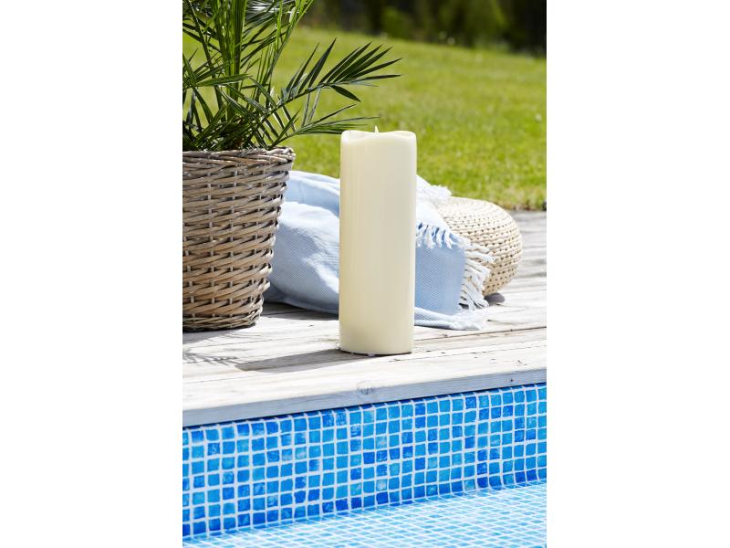 Star Trading LED-Kerze Pillar Grande Ø 12 x 38 cm, Beige Kerze aus Echtwachs mit LED Leuchte