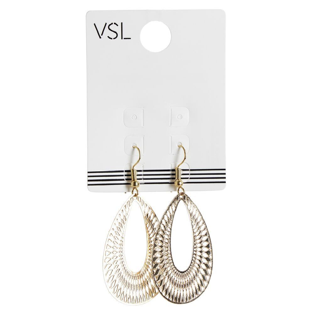 Paire de boucles d'oreilles pendantes forme goutte filigrane métal doré