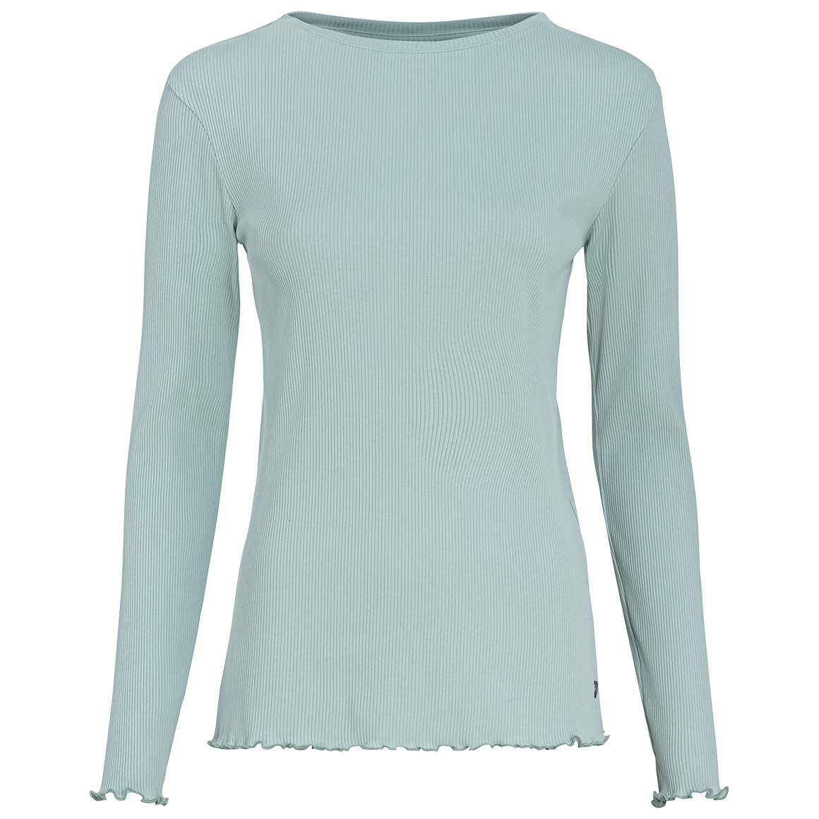 Gina Damen Langarmshirt in gerippter Struktur türkis