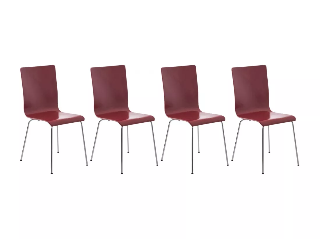 Lot de 4 Chaise de conférence - Bois & Antique - Rouge - PEPE