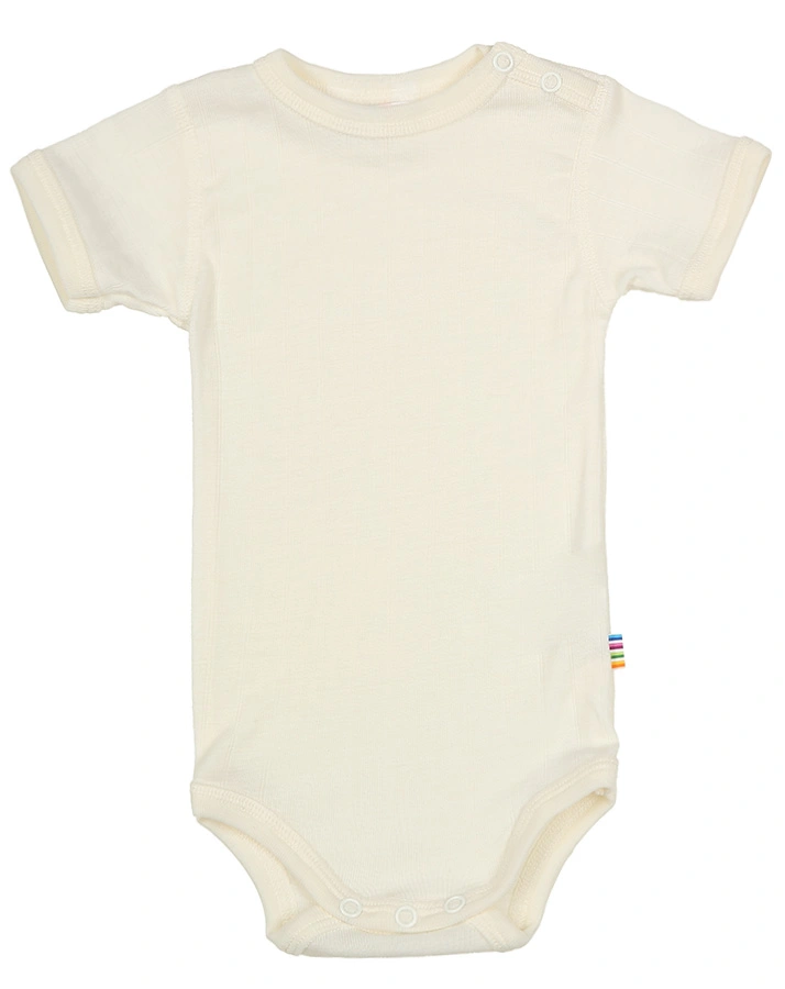 Kurzarm-Body SOFT mit Wolle und Seide in off white