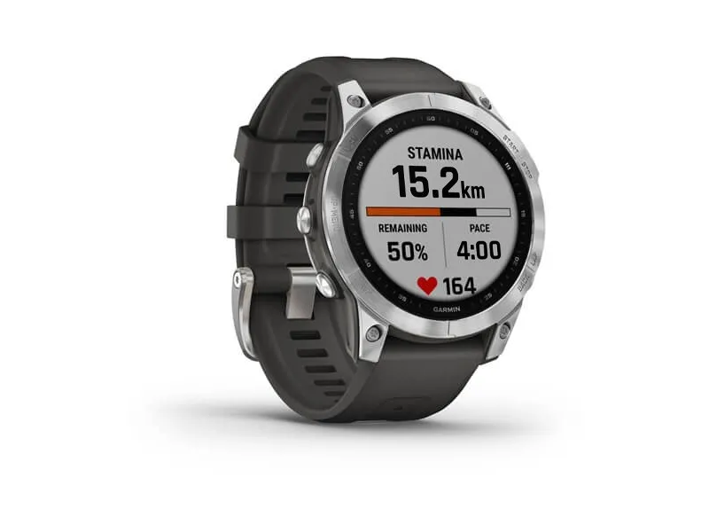 Garmin fenix 7 - 47 mm - sølv - sportsur med bånd - silikone - grafit - håndledsstørrelse: 125-208 mm - display 1.3