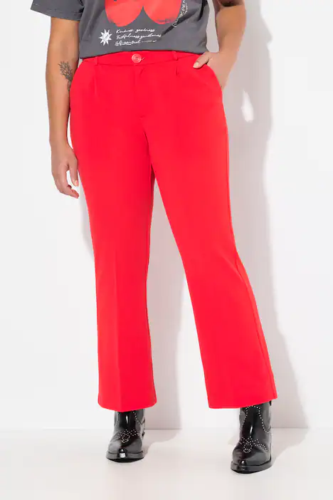 Hose, gerades Bein, Knopfverschluss, neon rot