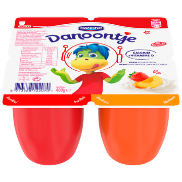 Danoontje Kinder Fruitkwark Toetjes Aardbei Abrikoos 4 x 100g