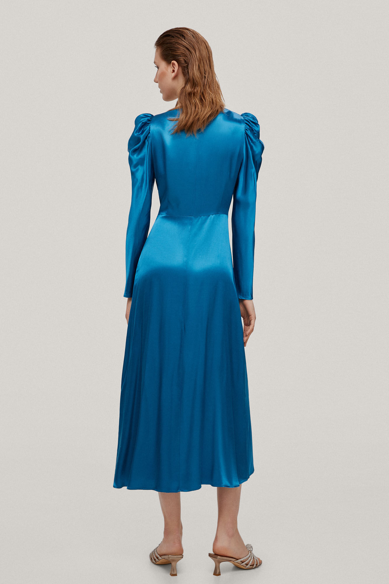 Vestido com nó de cetim - Turquesa