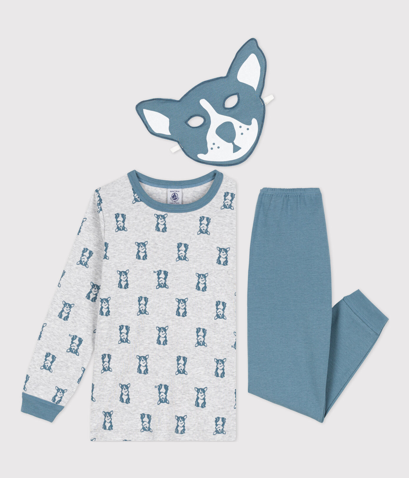 Pyjama chien avec masque petite fille/petit garçon en coton