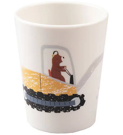 Sebra Becher - Tastii Busy Builders - 150 ml - Weiß m. Print