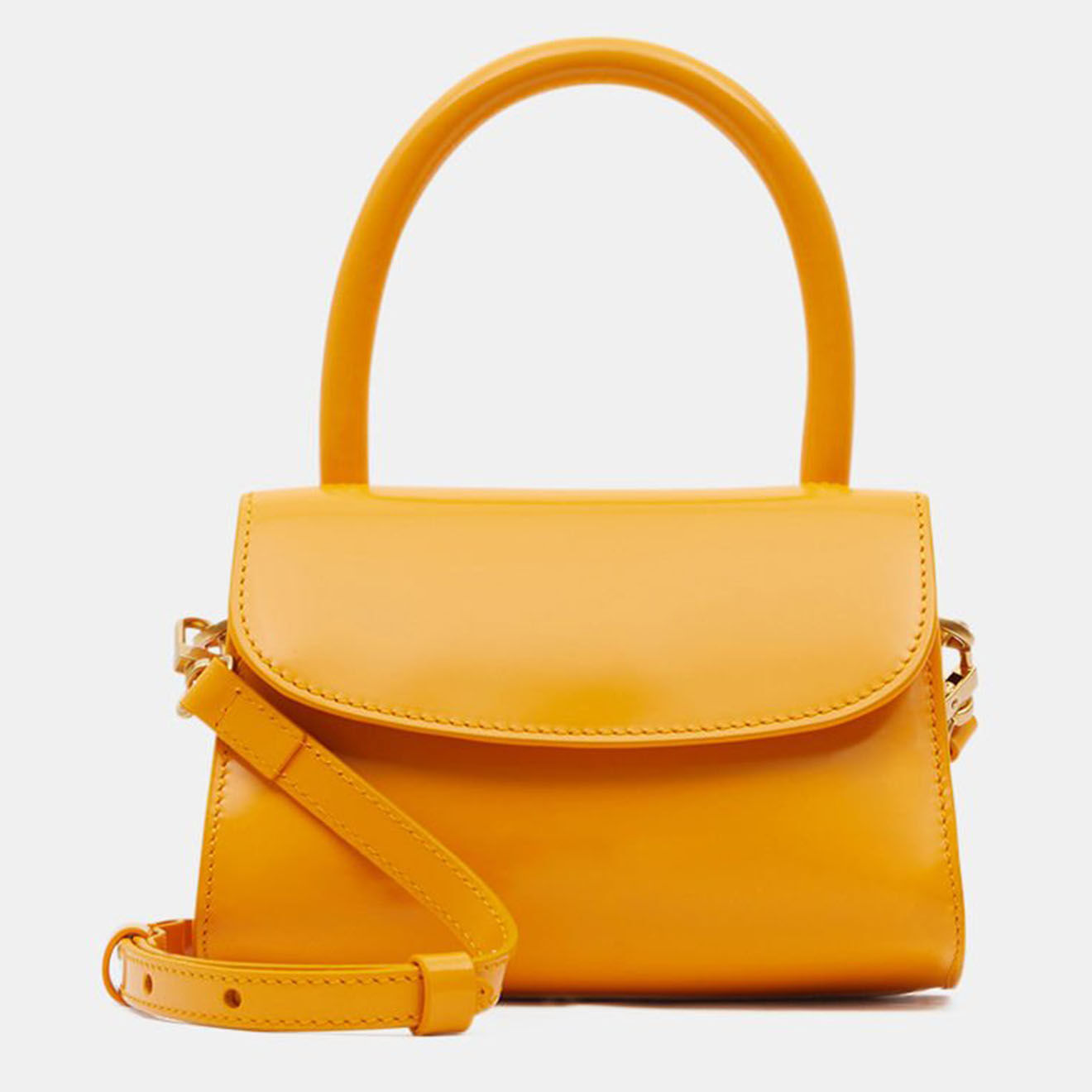By Far Sac à main mini en Cuir Semi Patent Léa orange - 10,5x16,5x7 cm