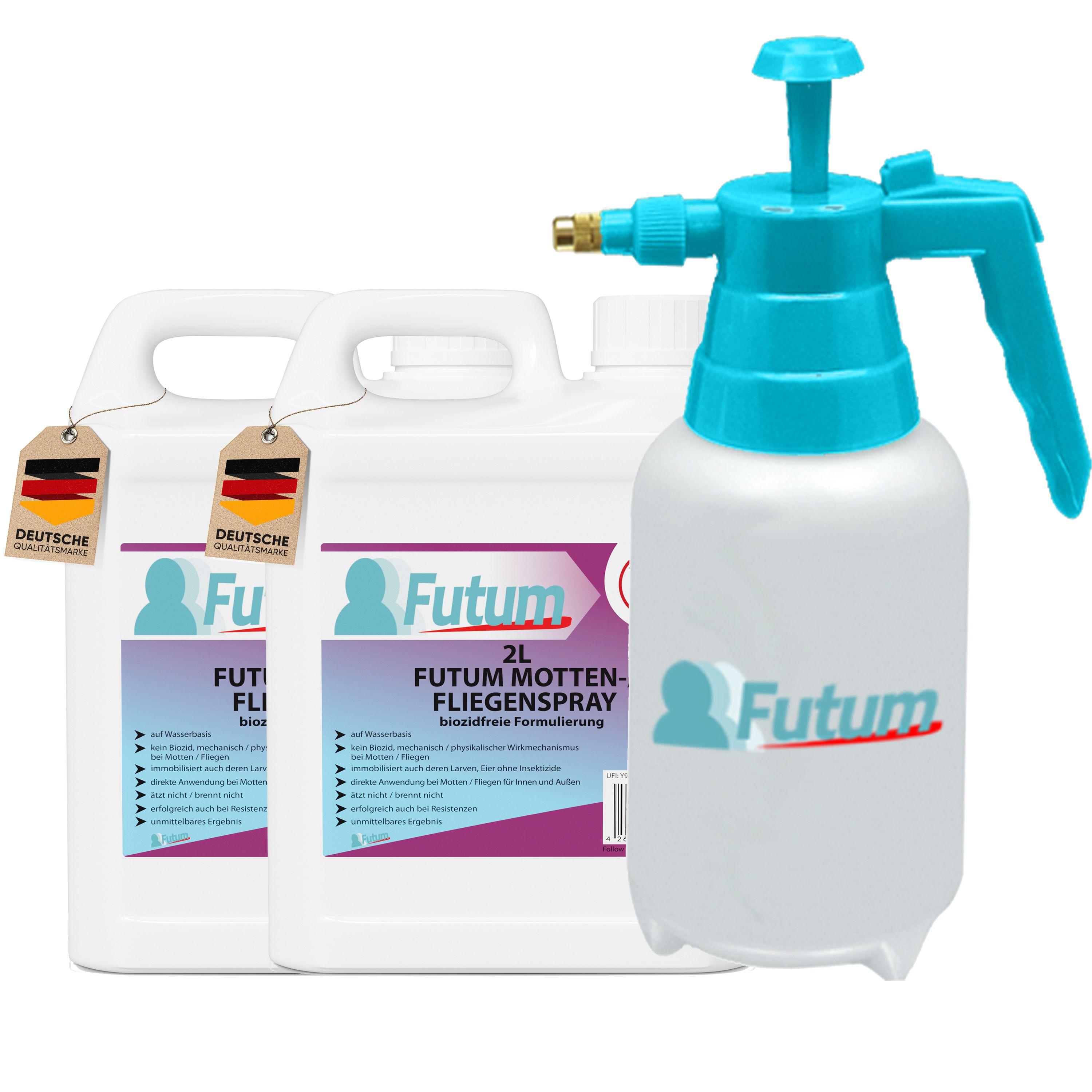 FUTUM 2x2L Motten- / Fliegenspray + 2L Sprüher