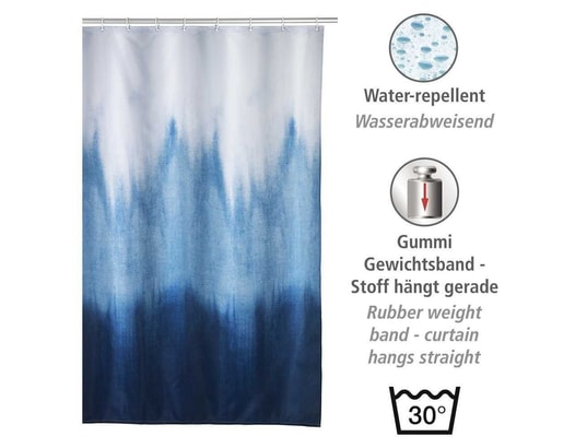 WENKO - Accessoire de douche Rideau de douche baltik 180 x 200 cm - bleu et blanc