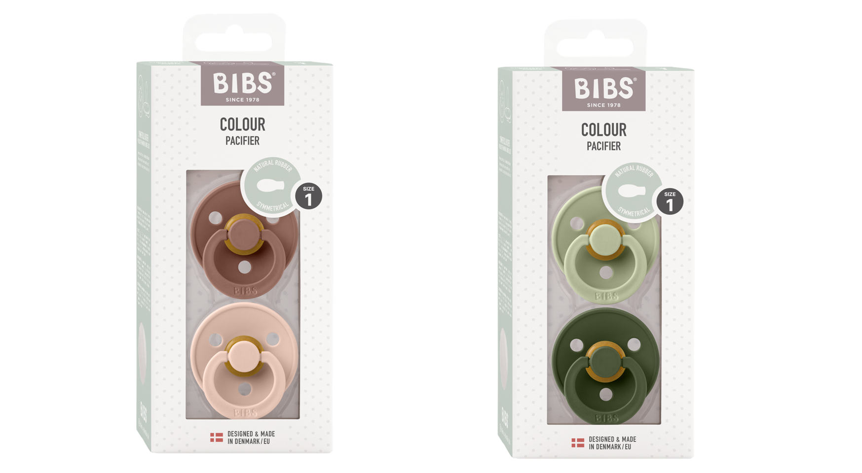 BIBS - Pacifier Colour 2 PAK - Blush & Sage - str 1