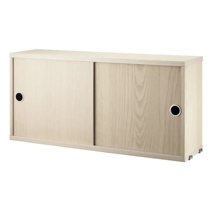 String Furniture Cabinet portes coulissantes en frêne 78x30 cm
