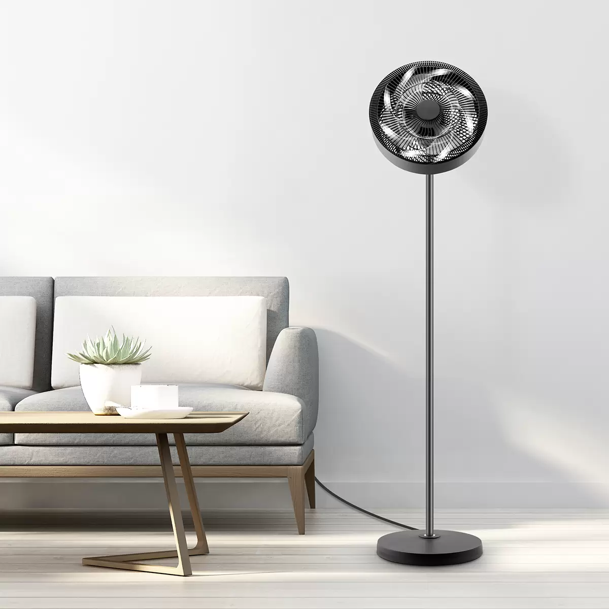Standventilator mit Licht Schwarz